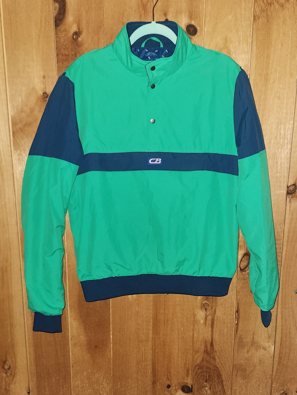 Unisex CB Sport Size Small Green and Navy Pullover Windbreaker Jacket NEW